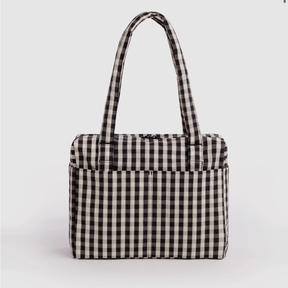 NWT SMALL CLOUD CARRY-ON BLACK AND CREAM GINGHAM
